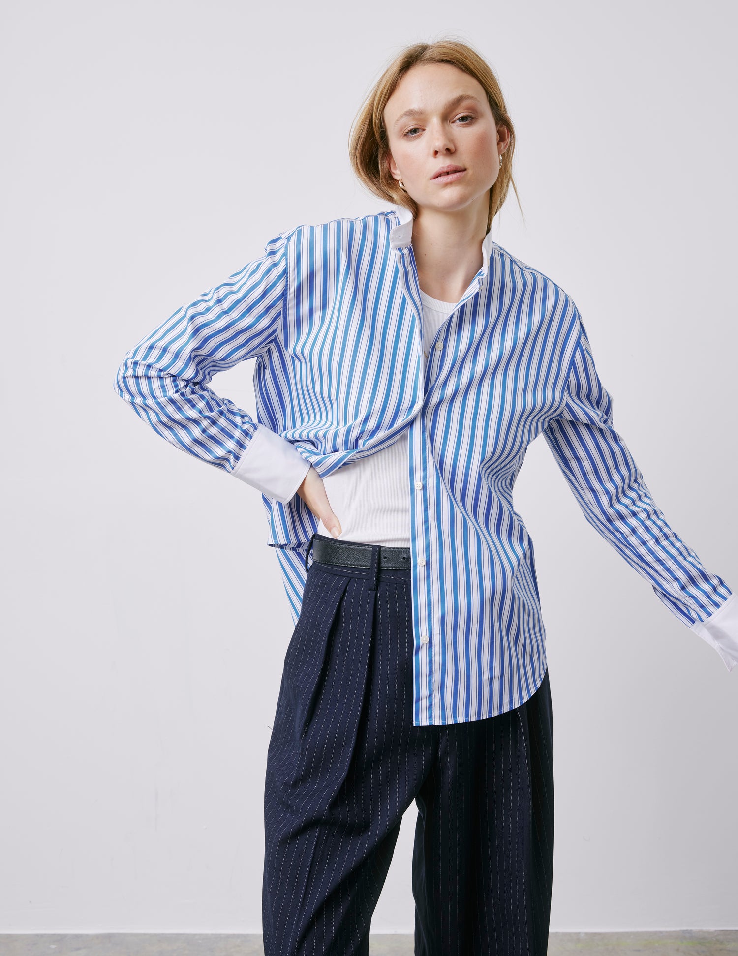 Maude blue striped shirt - Poplin - Officer Collar#4