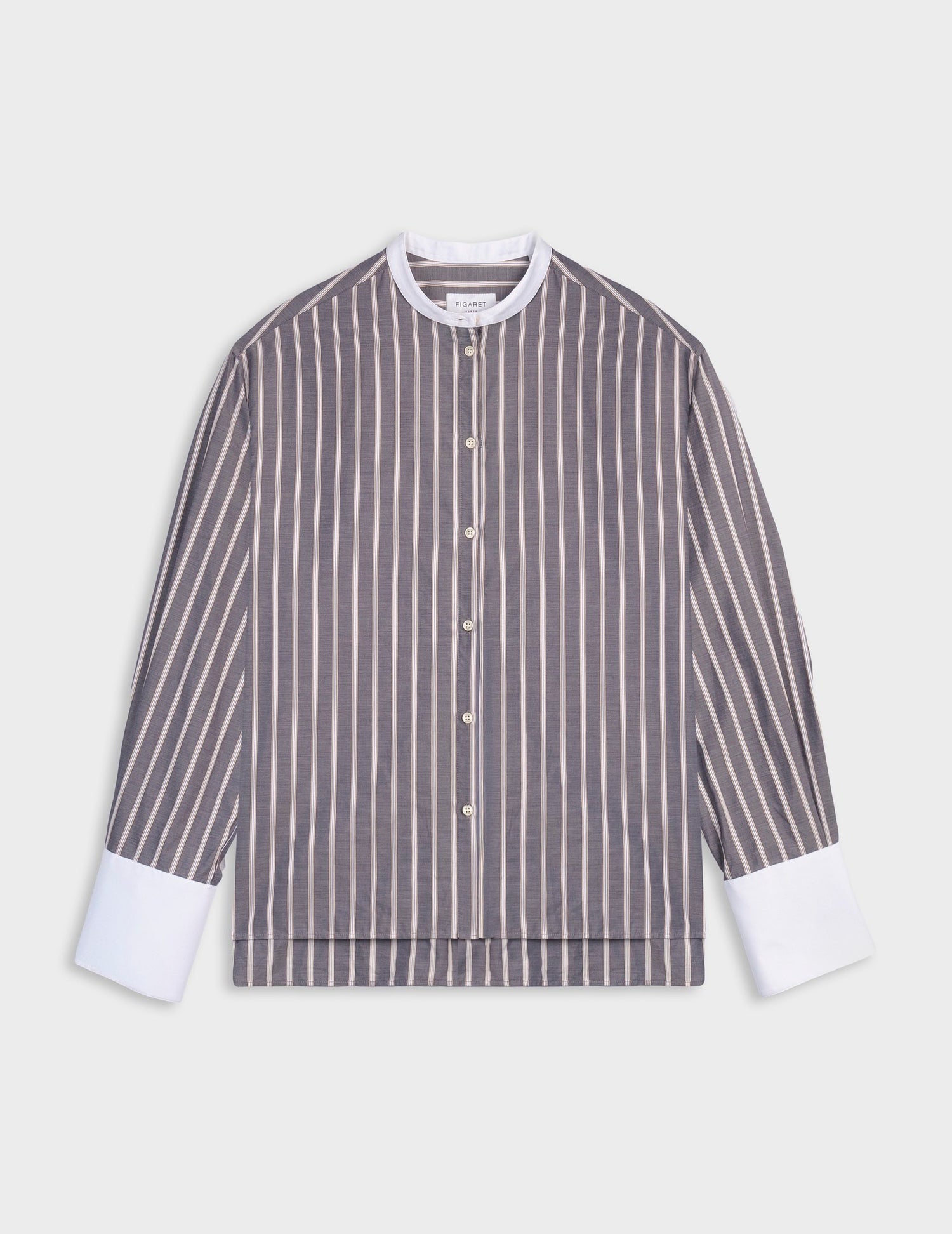 Maureen gray striped oversized shirt - Fil-à-fil - Officer Collar#7