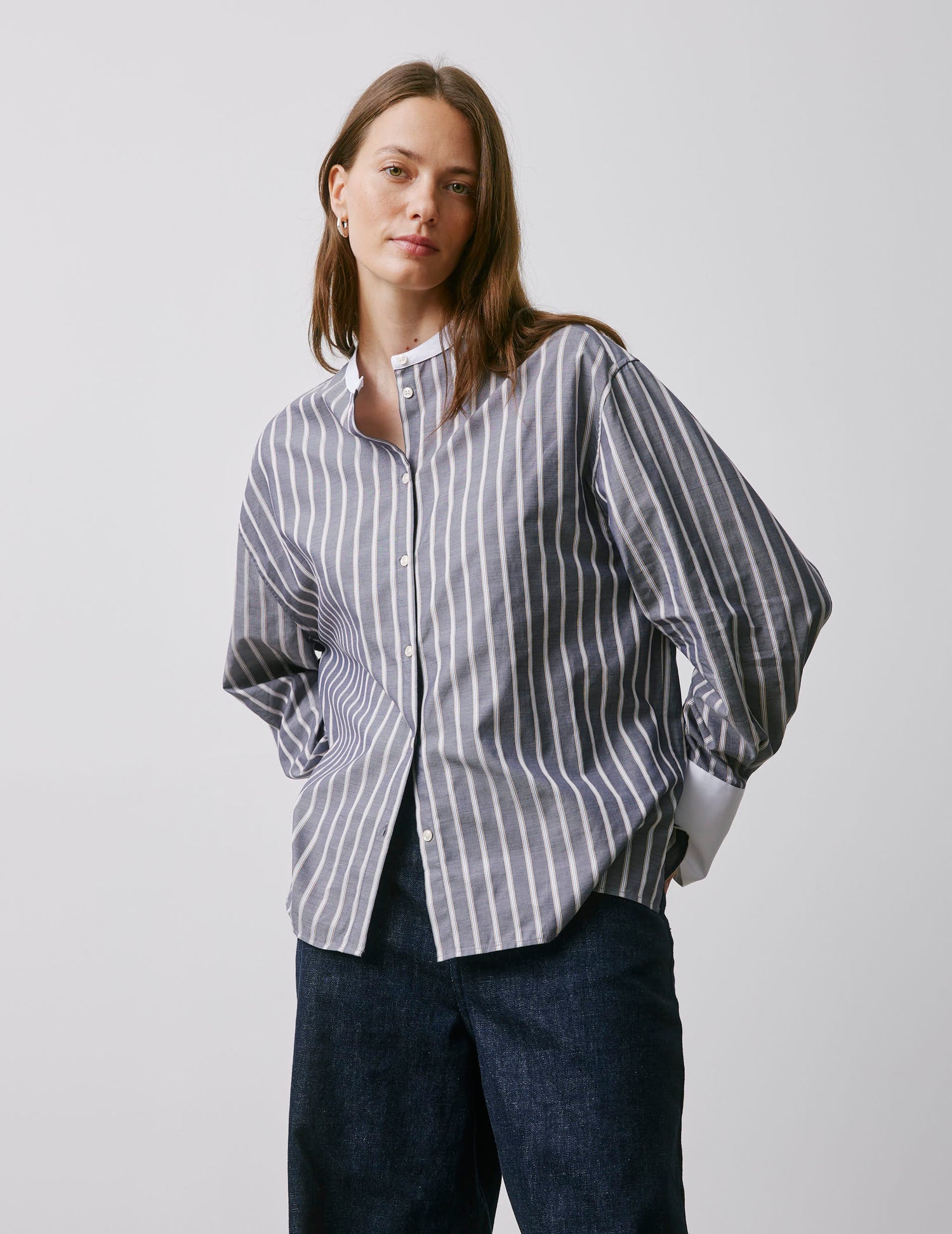 Maureen grey striped oversized shirt