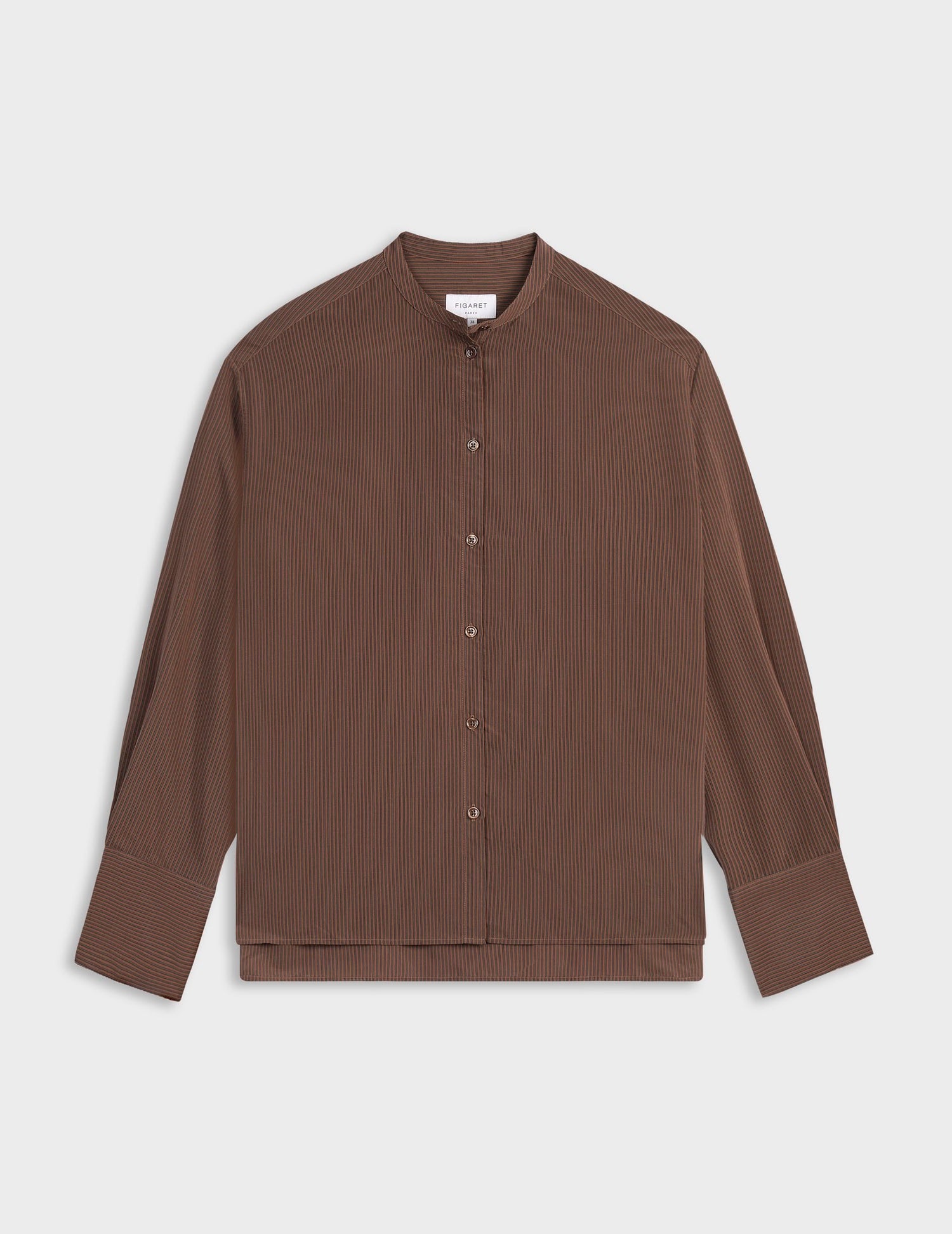 Maureen brown striped oversized shirt - Lyocell - Officer Collar#7