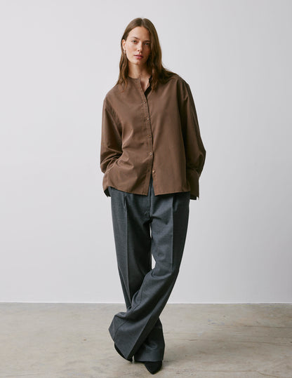Maureen brown striped oversized shirt