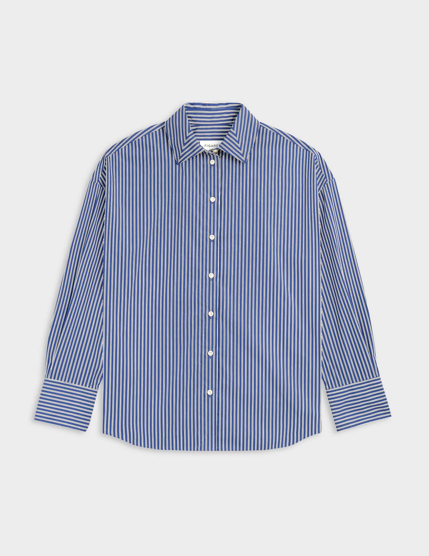 Mélanie blue striped oversized shirt - Poplin - Shirt Collar#5