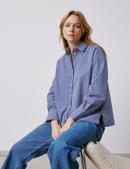 Mélanie blue striped oversized shirt