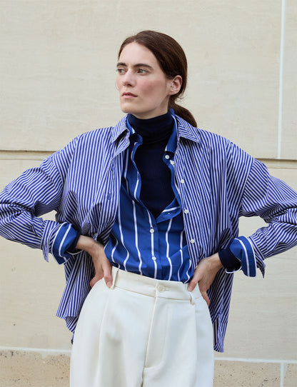Mélanie blue striped oversized shirt