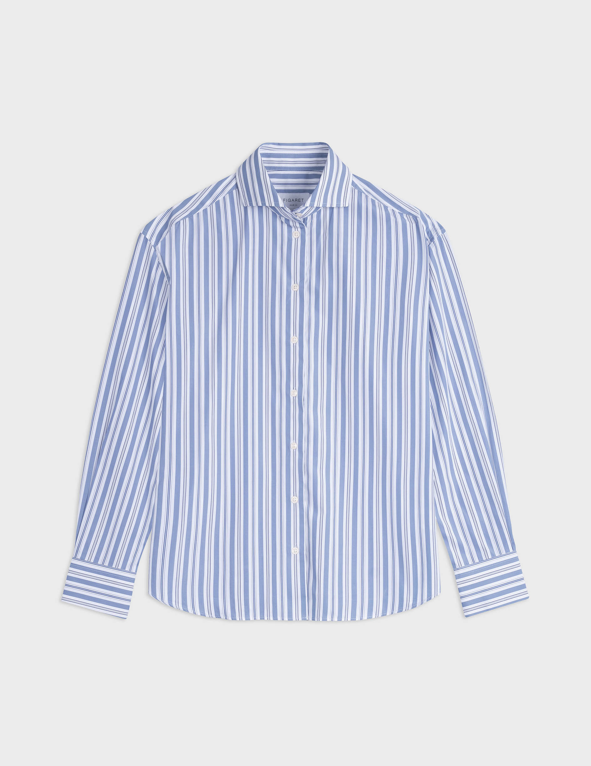 Mélinda blue striped shirt - Poplin - Italian Collar