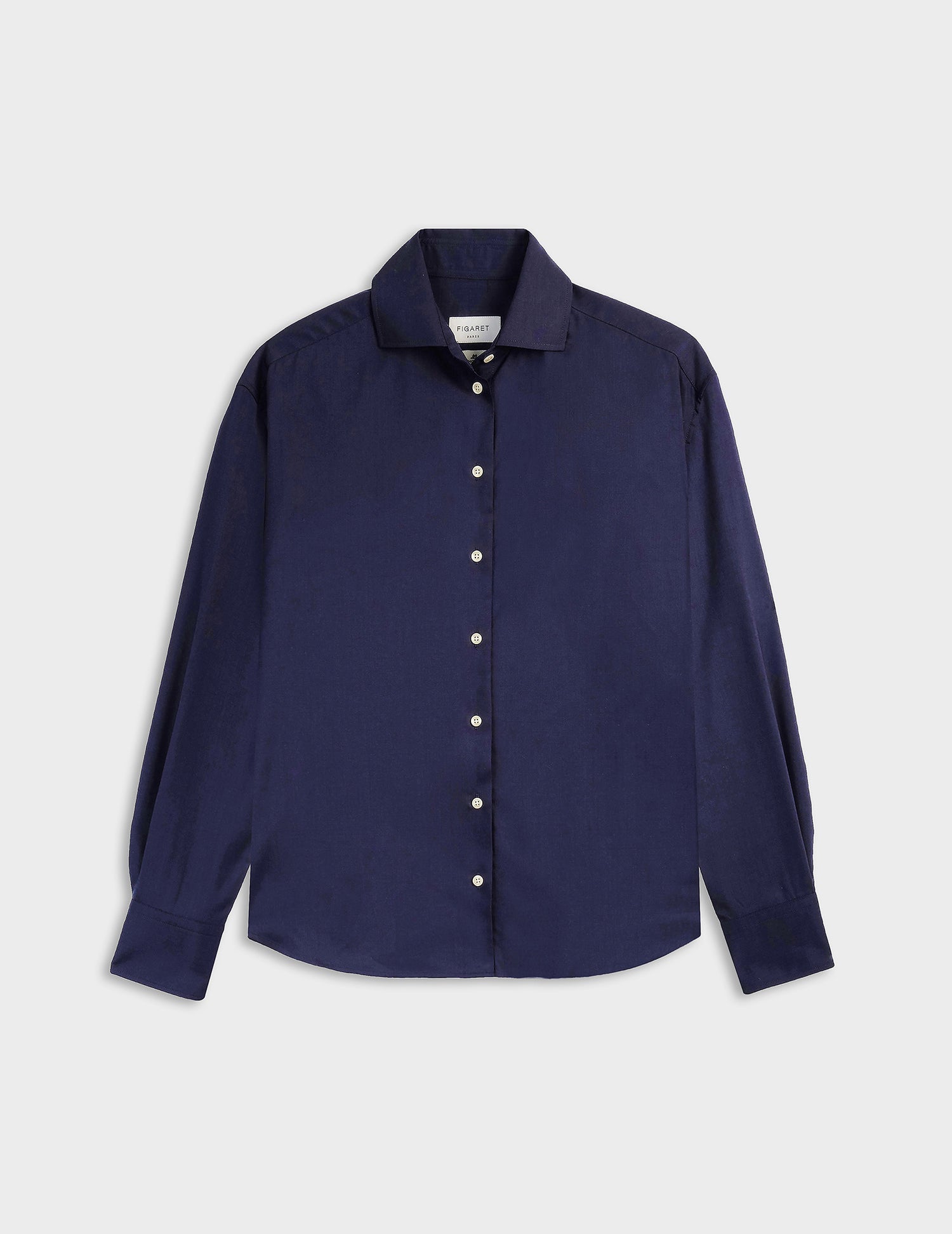 Melinda shirt in navy virgin wool - Virgin wool - Italian Collar#4