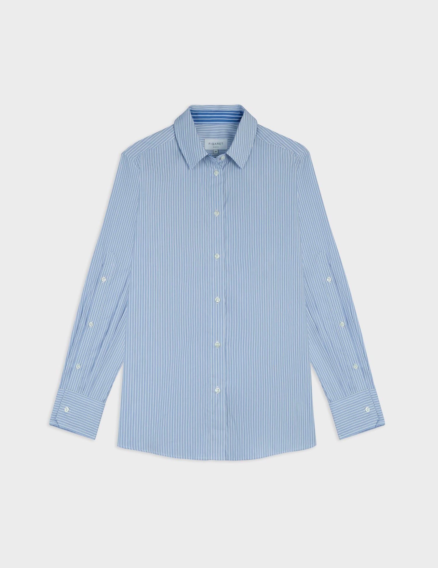 Meryl blue striped shirt - Poplin - Shirt Collar#5