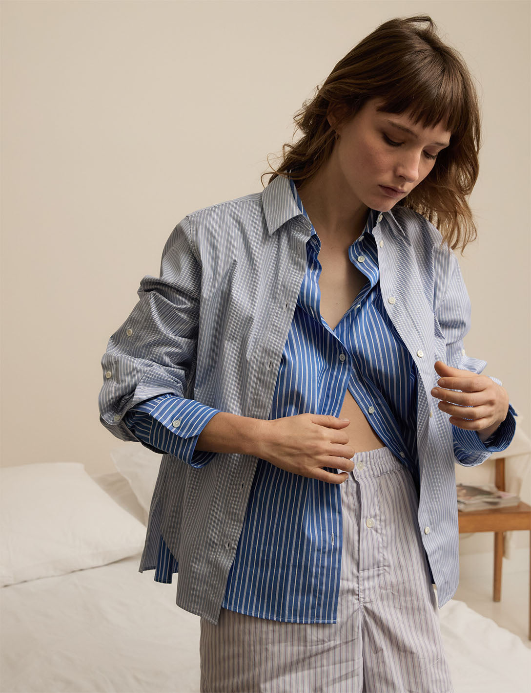 Meryl blue striped shirt - Poplin - Shirt Collar#4