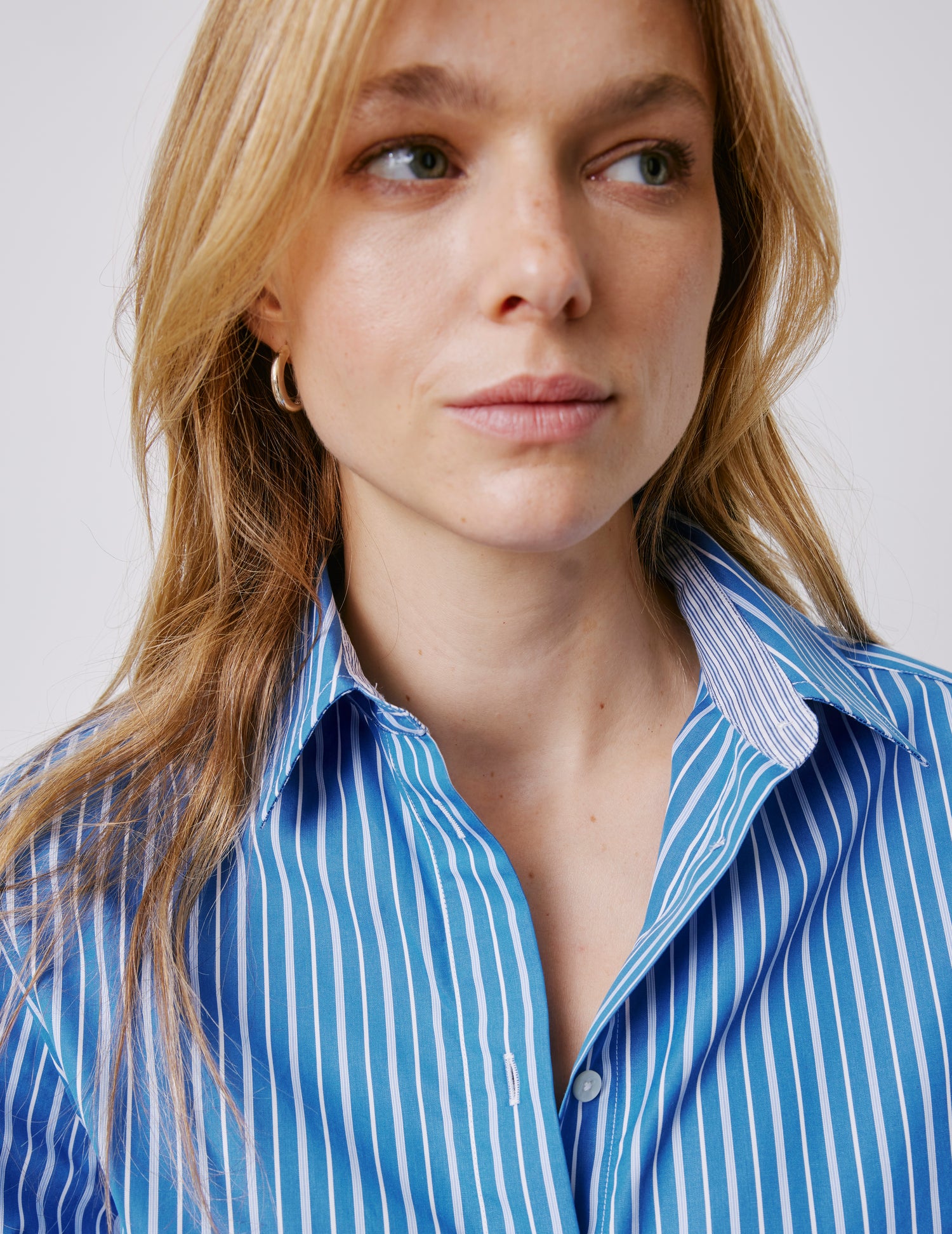 Meryl blue striped shirt - Poplin - Shirt Collar#4