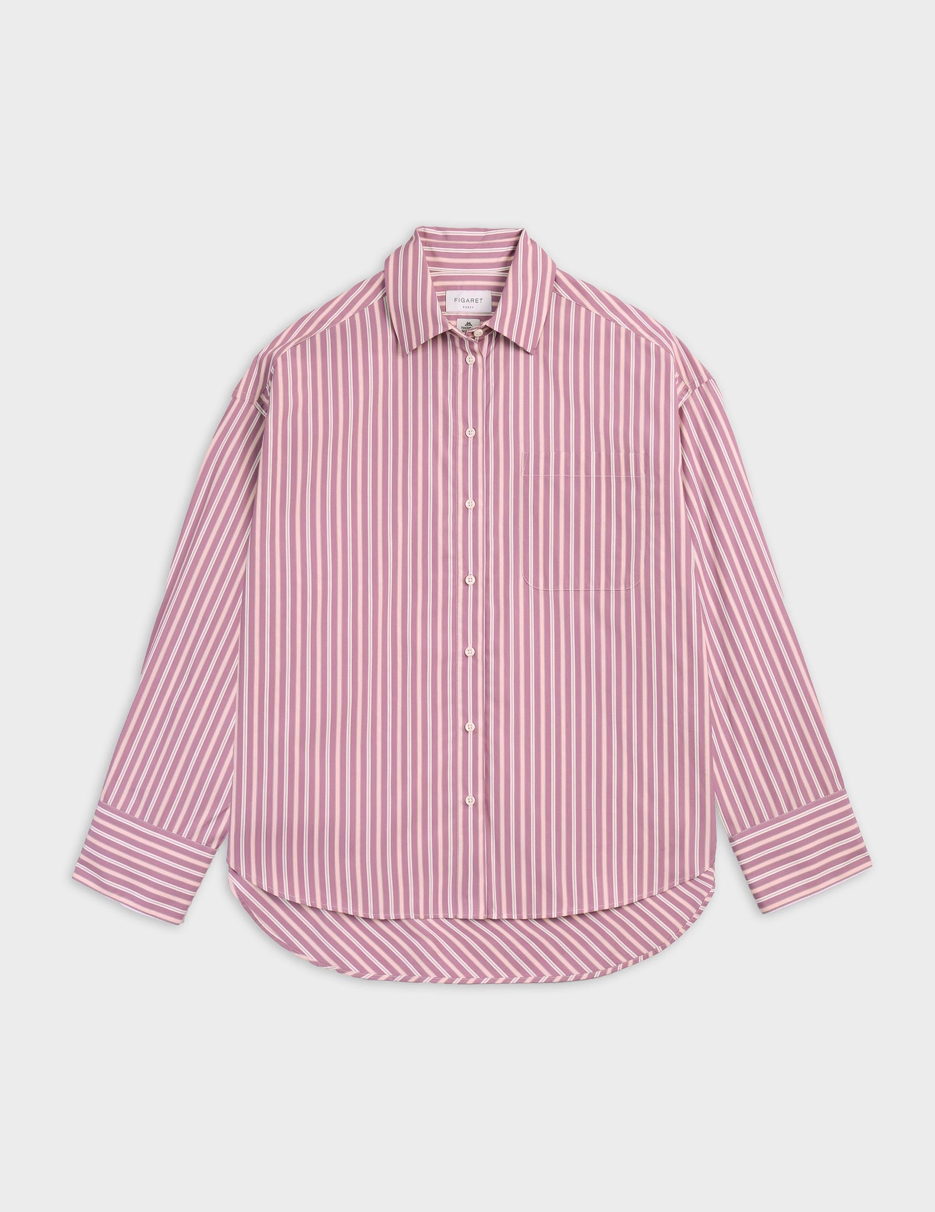 Soffy purple and pink striped oversized shirt - Poplin - Shirt Collar