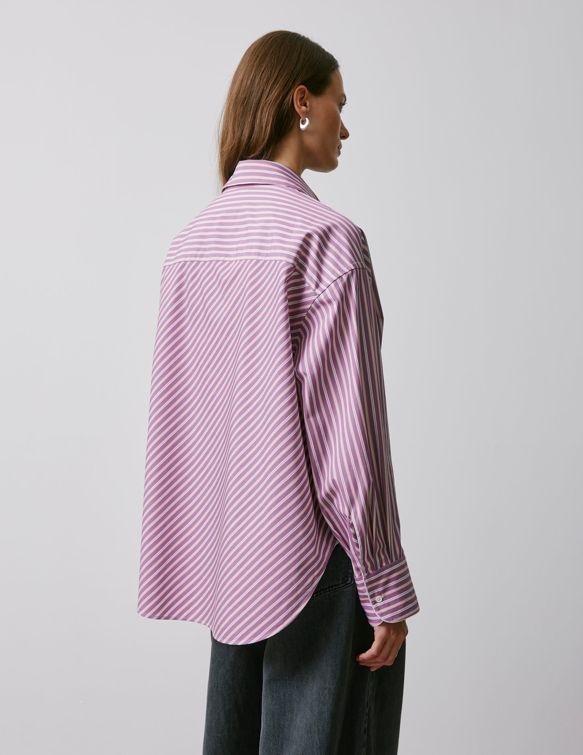 Soffy purple and pink striped oversized shirt - Poplin - Shirt Collar