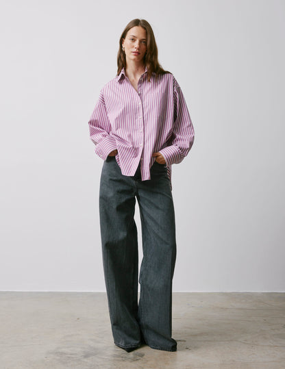Soffy purple and pink striped oversized shirt