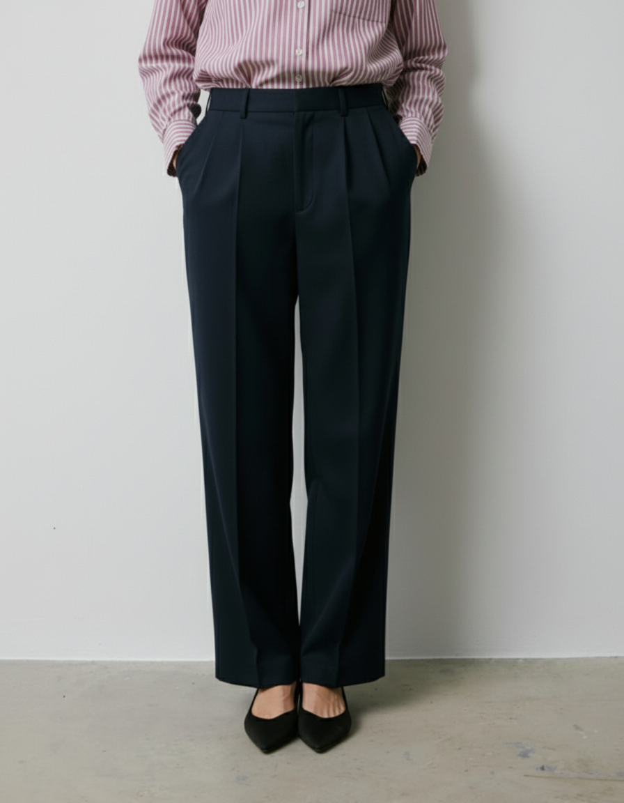 Lyzie navy wool canvas pants