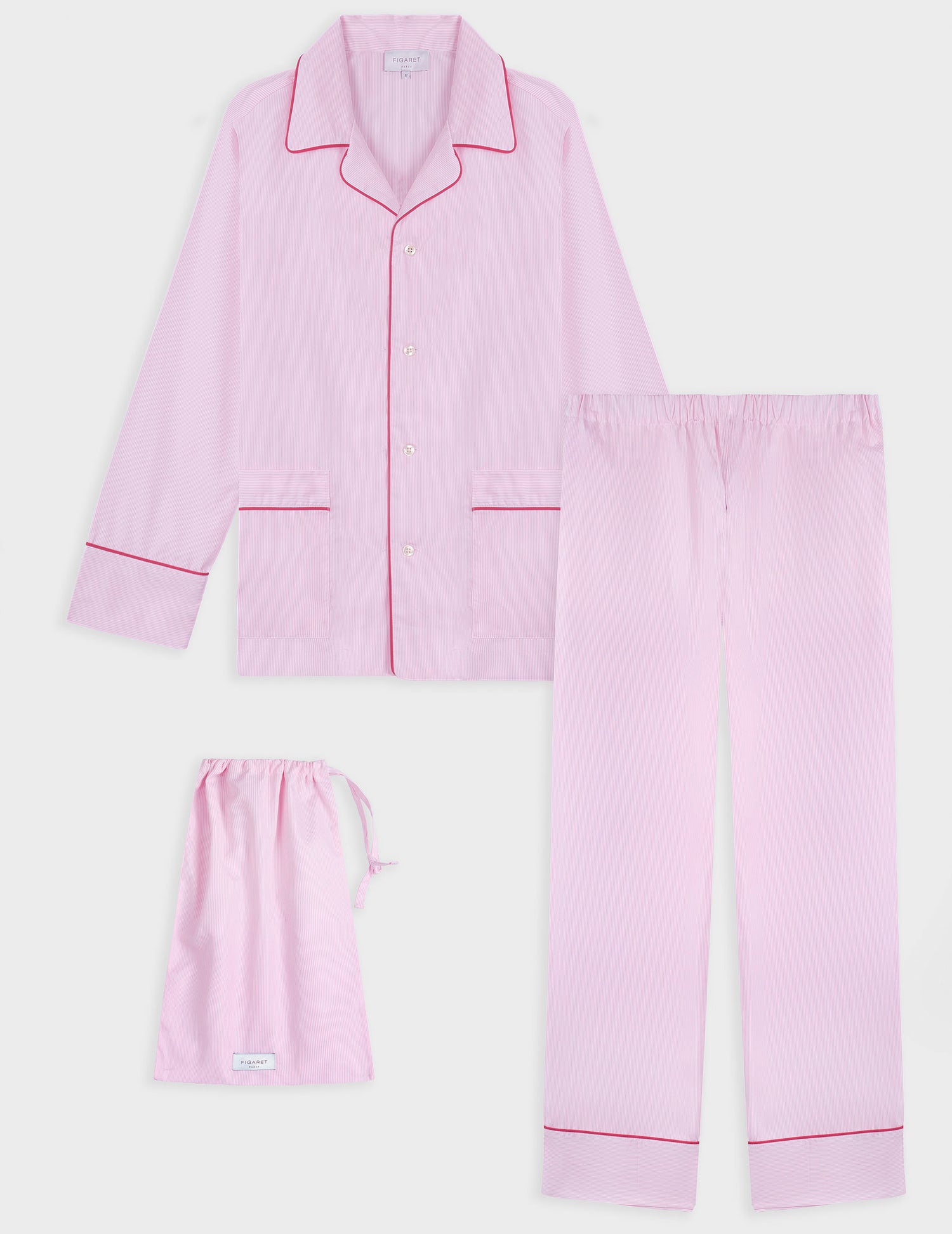 Louise pink striped poplin pajamas