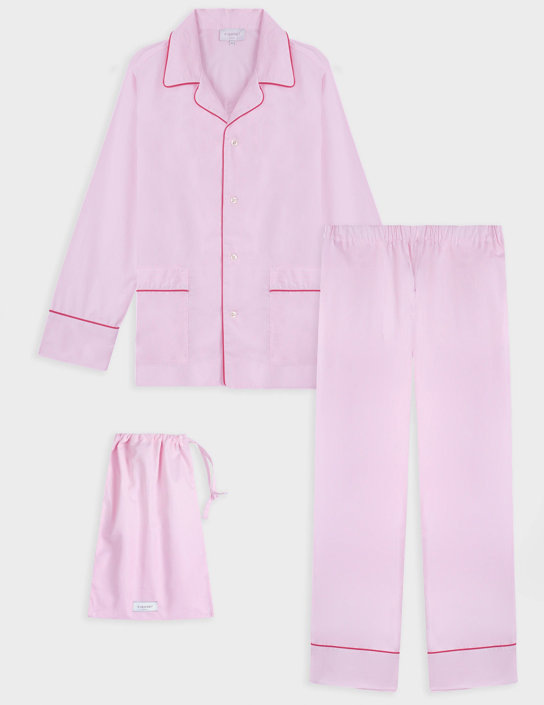 Louise pink striped poplin pajamas