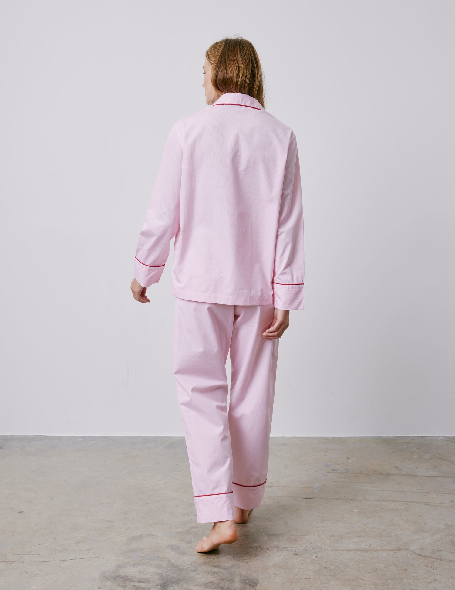 Louise pink striped poplin pajamas
