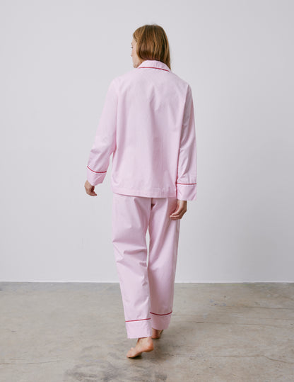 Louise pink striped poplin pajamas