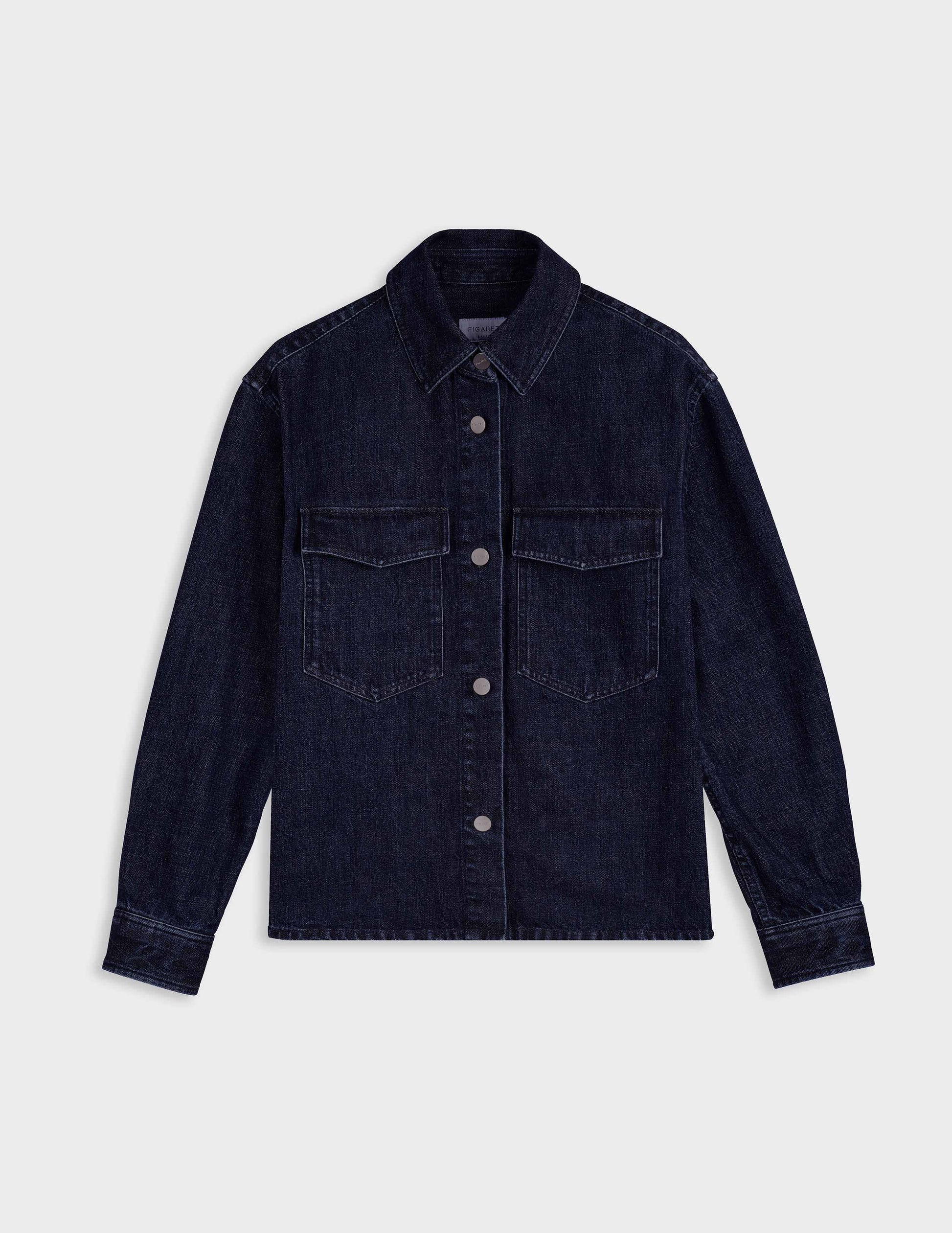 Ingrid navy denim shirt jacket - Denim - Shirt Collar