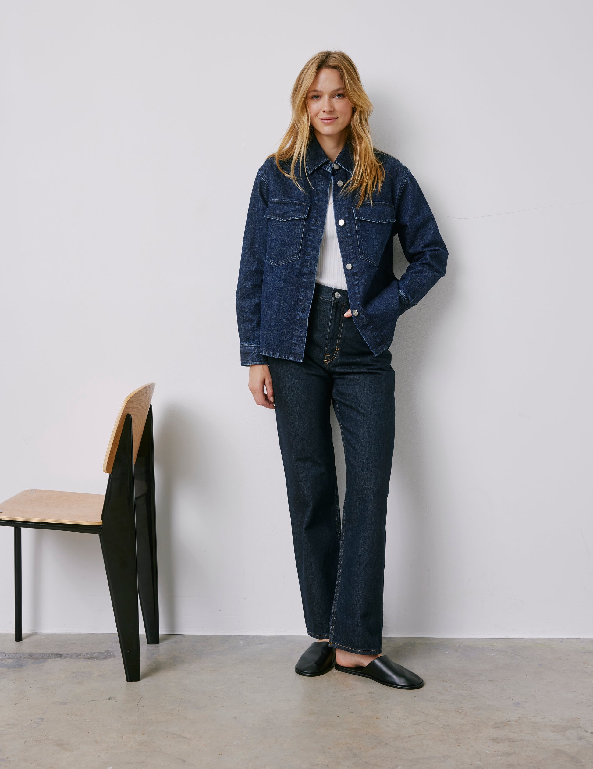 Ingrid navy denim shirt jacket - Denim - Chemise Collar