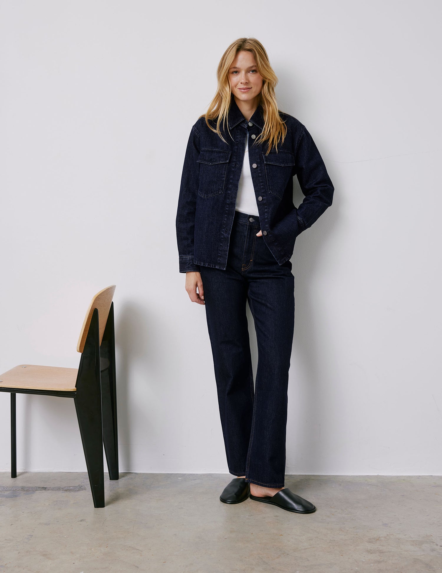 Ingrid navy denim shirt jacket - Denim - Chemise Collar#3