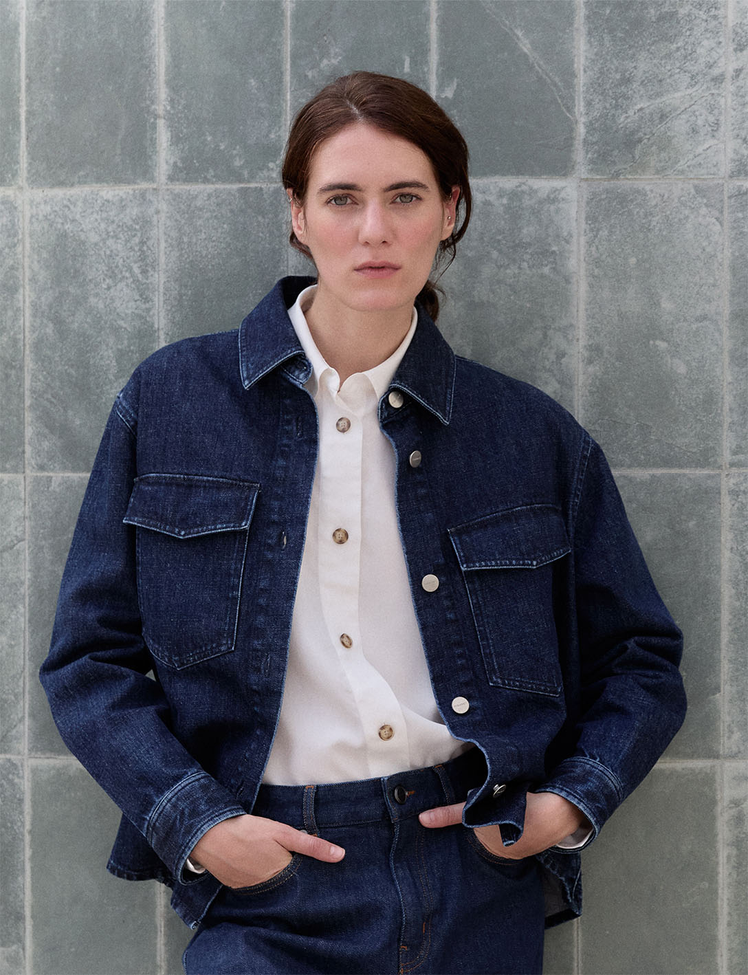 Ingrid navy denim shirt jacket - Denim - Chemise Collar