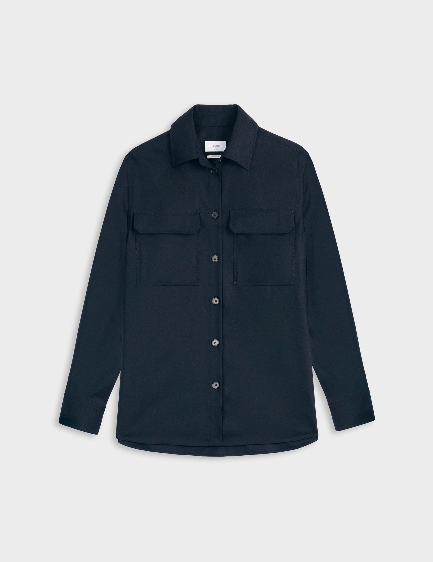 Madie navy wool canvas shirt jacket