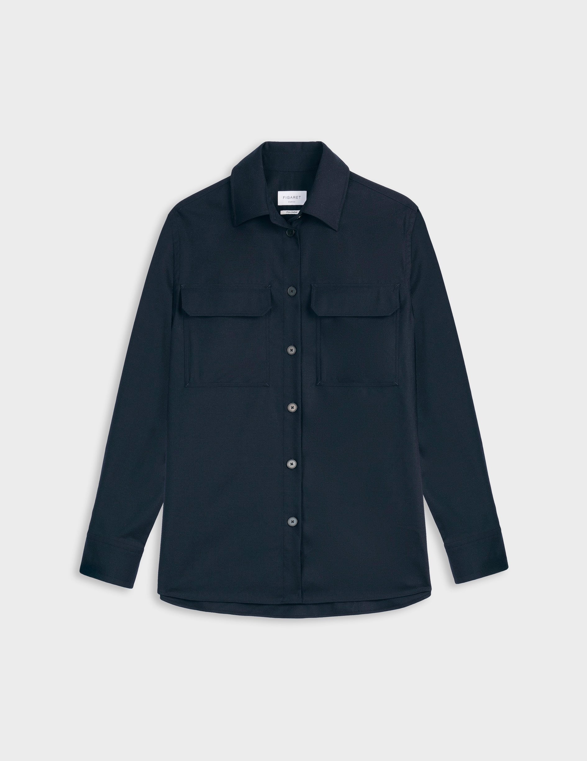 Madie navy wool canvas shirt jacket