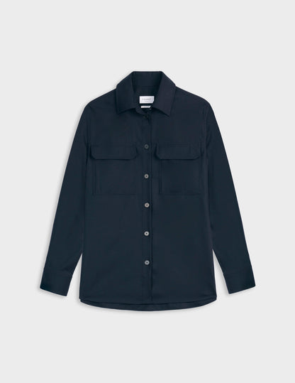 Madie navy wool canvas shirt jacket