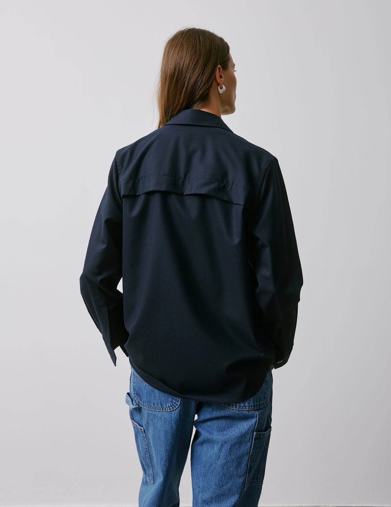 Madie navy wool canvas shirt jacket - Cloth - Shirt Collar#2