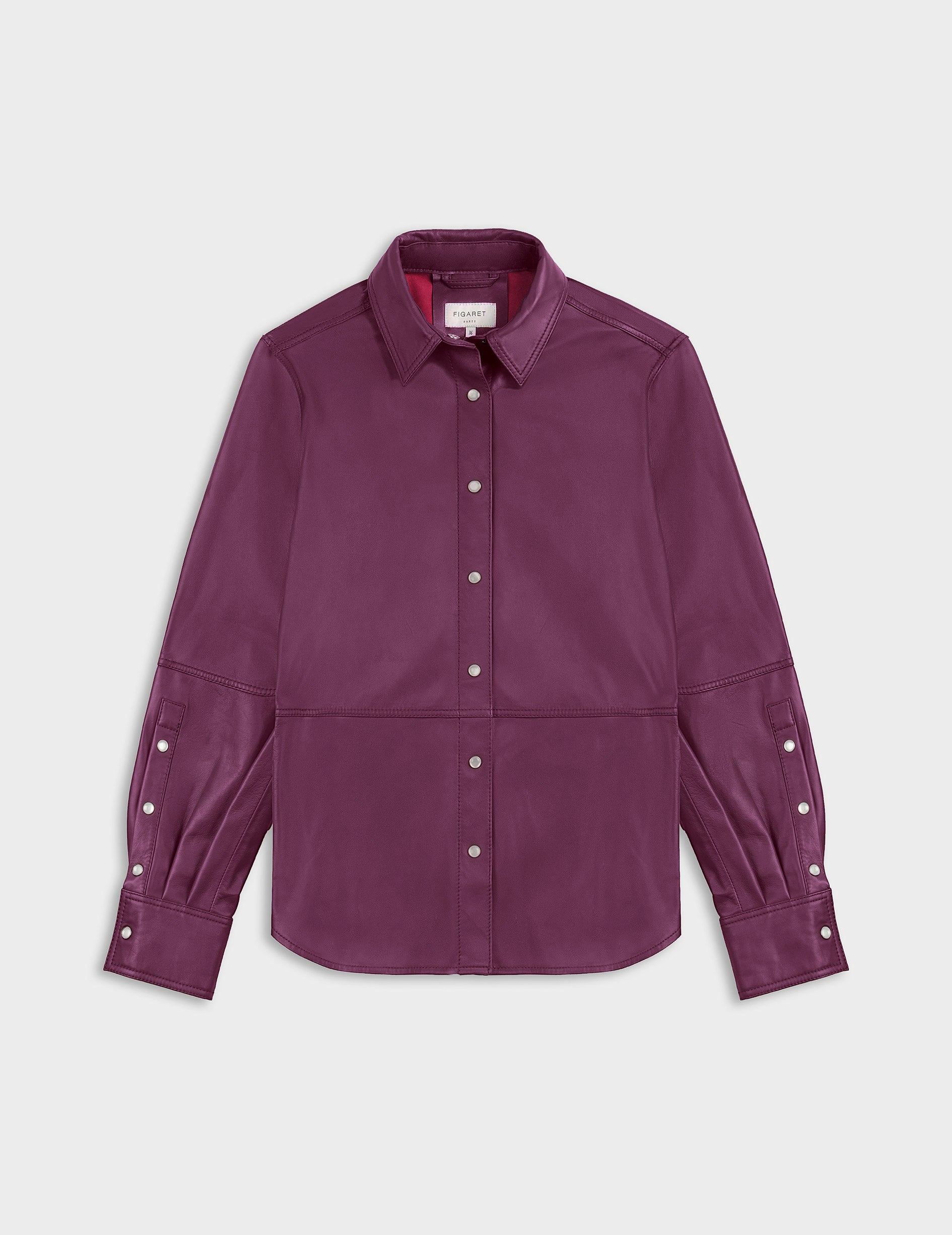 Marylou burgundy leather shirt jacket