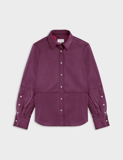 Marylou burgundy leather shirt jacket