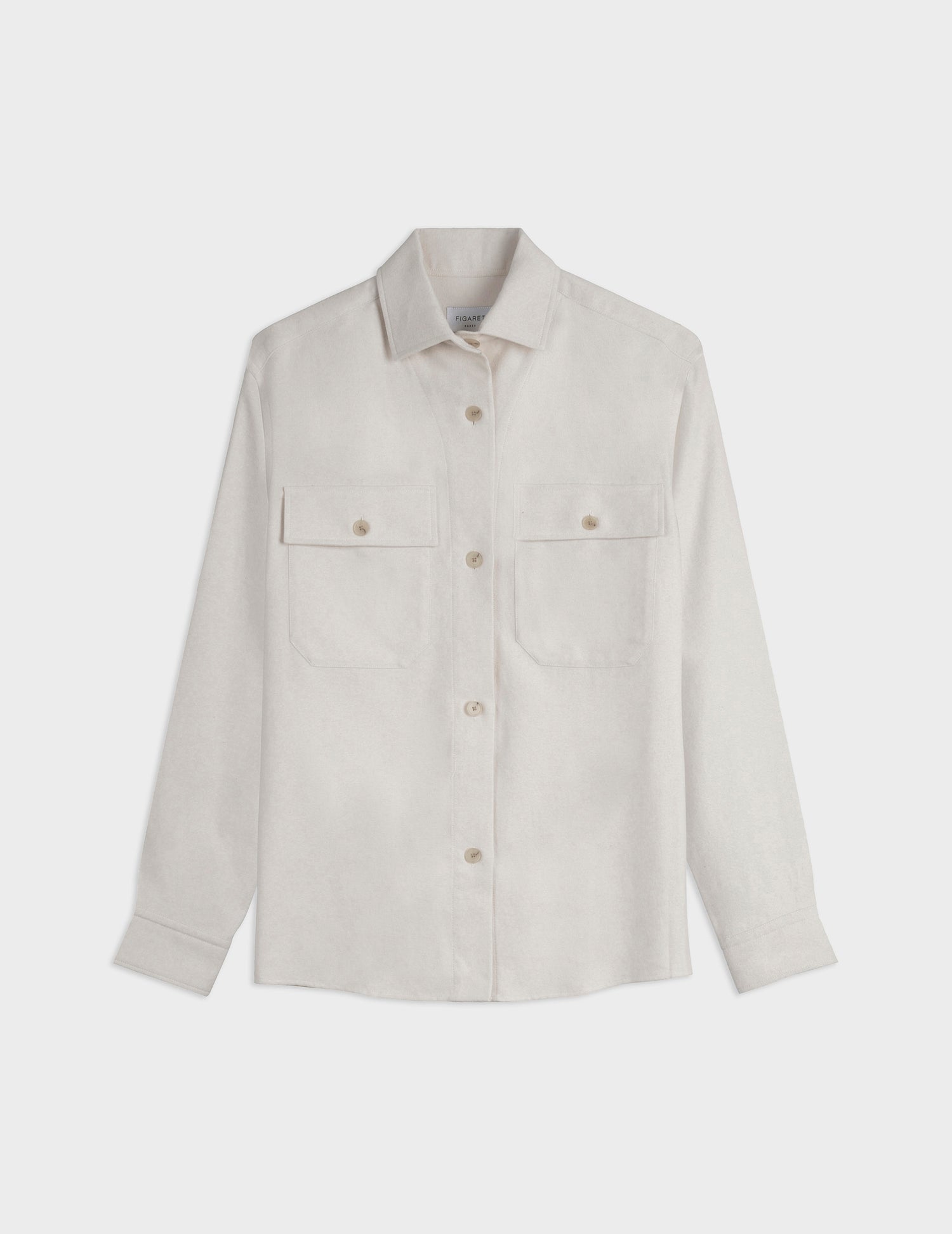 Milena beige flannel shirt jacket - Flannel - Shirt without collar stand Collar#5
