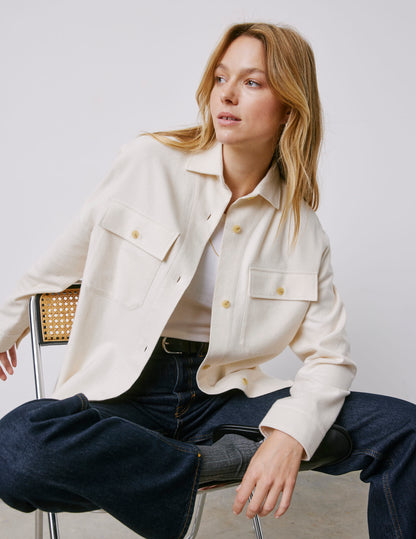 Milena beige flannel shirt jacket