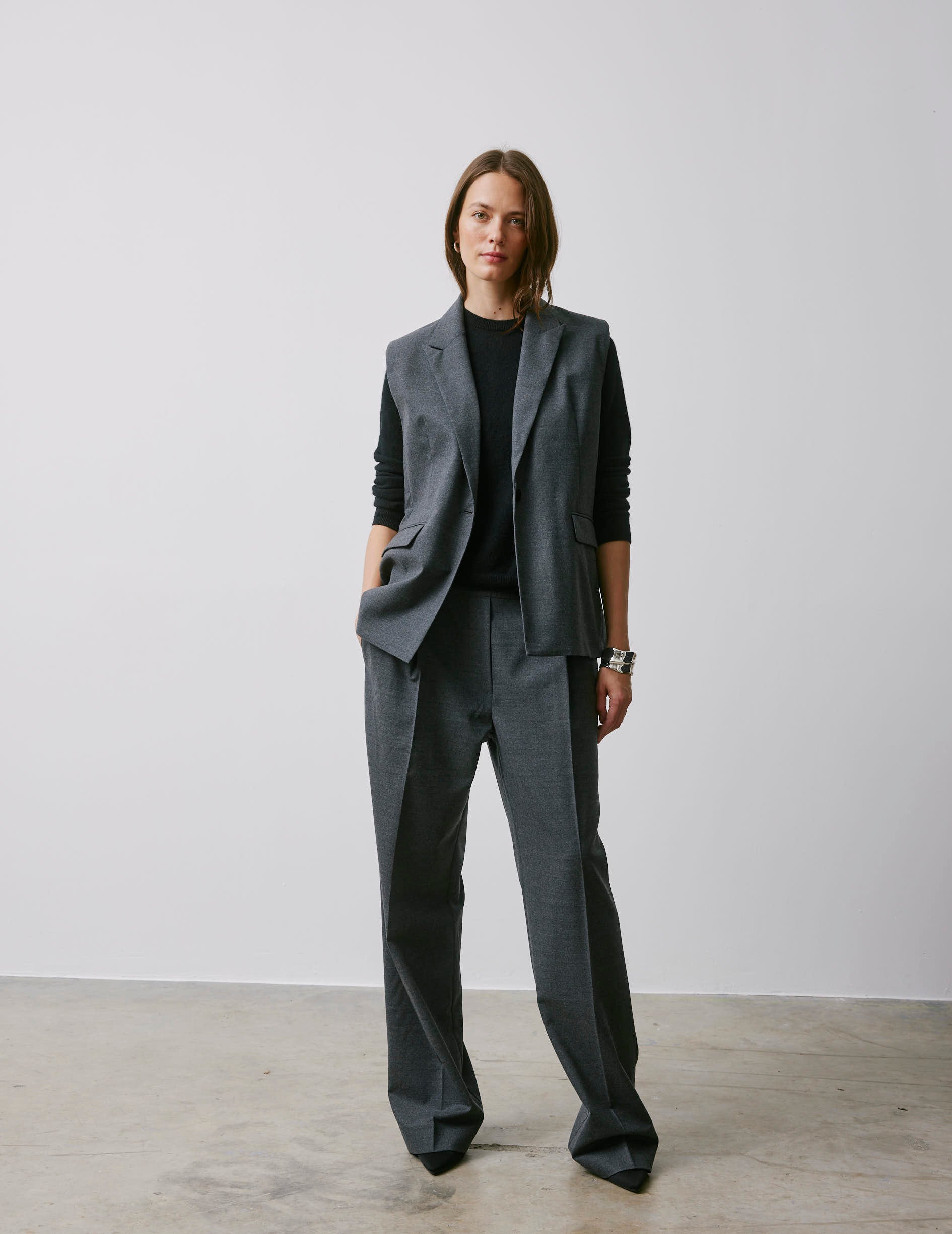 Monica grey virgin wool blazer