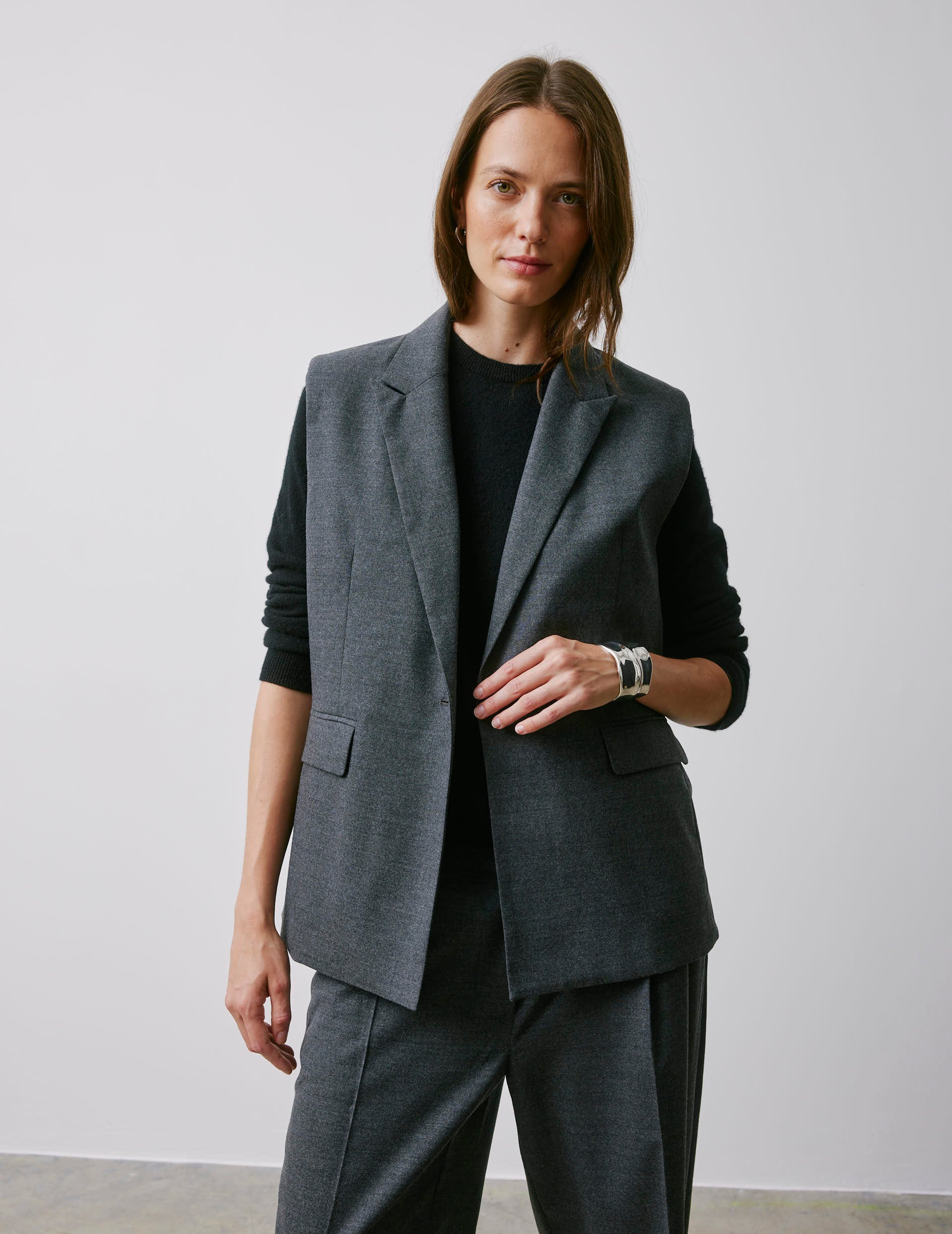 Monica grey virgin wool blazer