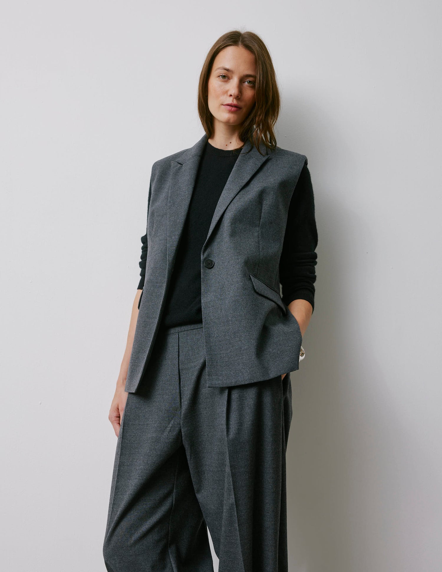 Monica grey virgin wool blazer