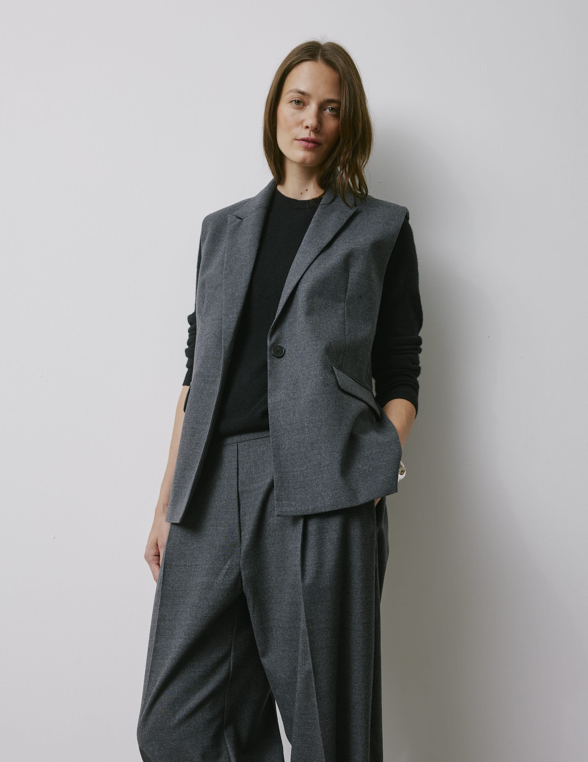 Monica grey virgin wool blazer