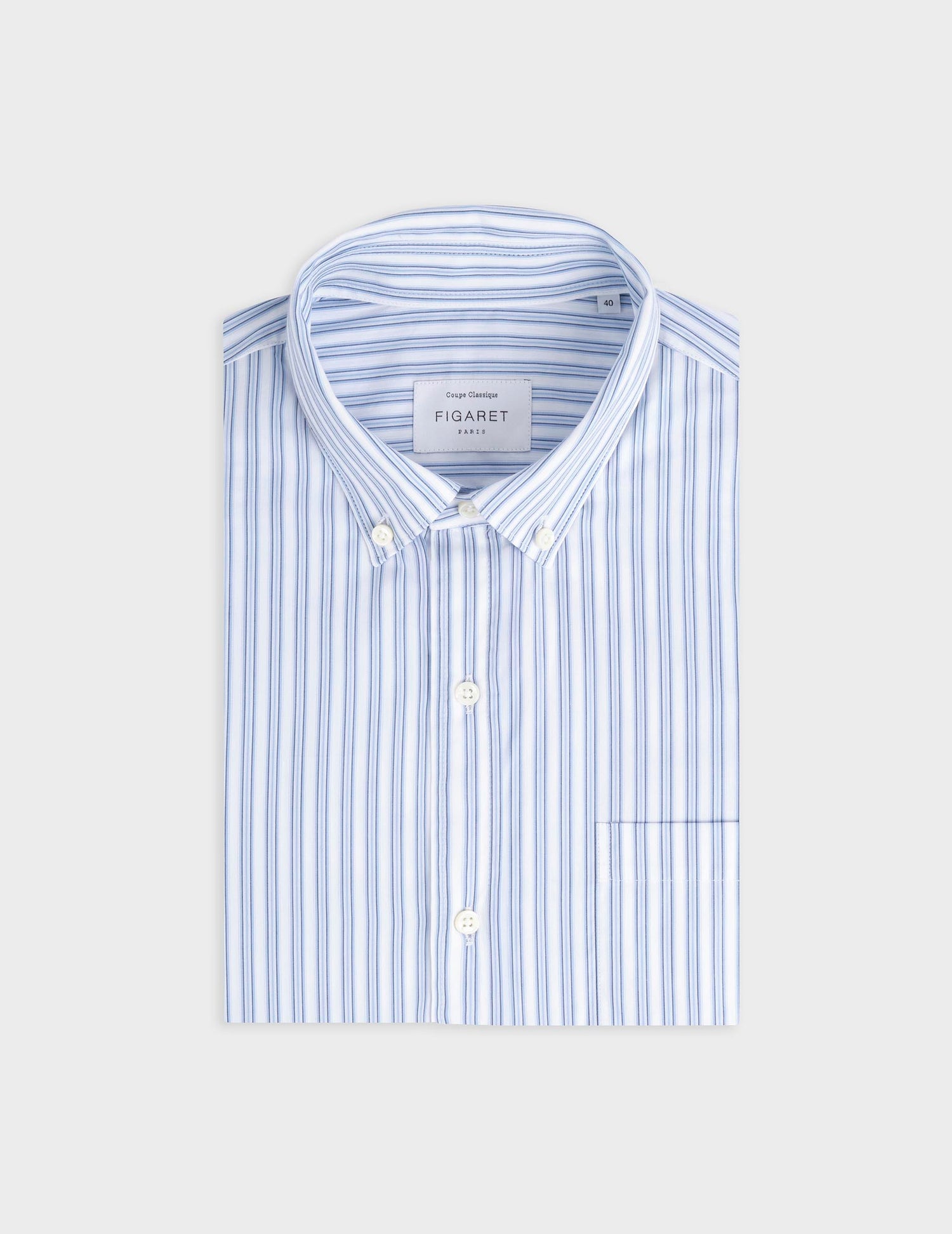 Classic blue striped shirt - Poplin - American Collar