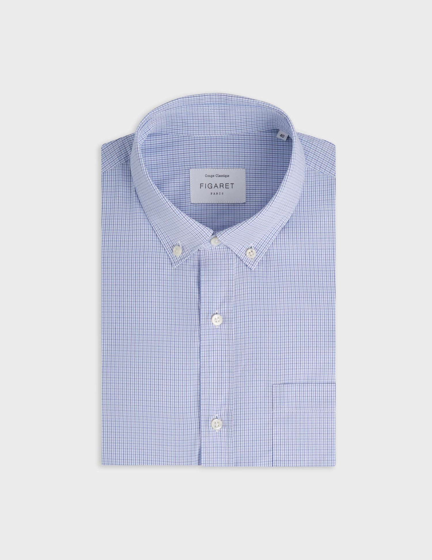 Classic blue checked shirt - Poplin - American Collar