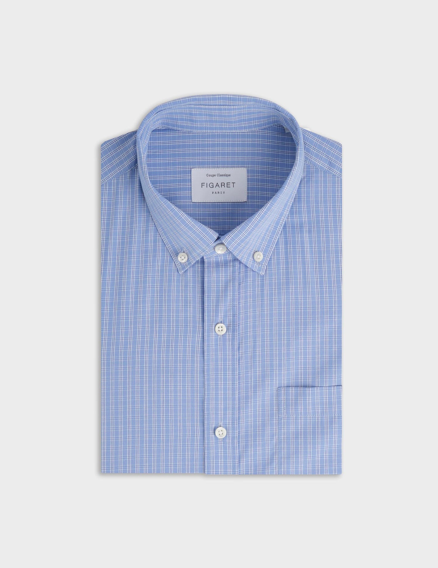 Classic blue checked shirt - Poplin - American Collar