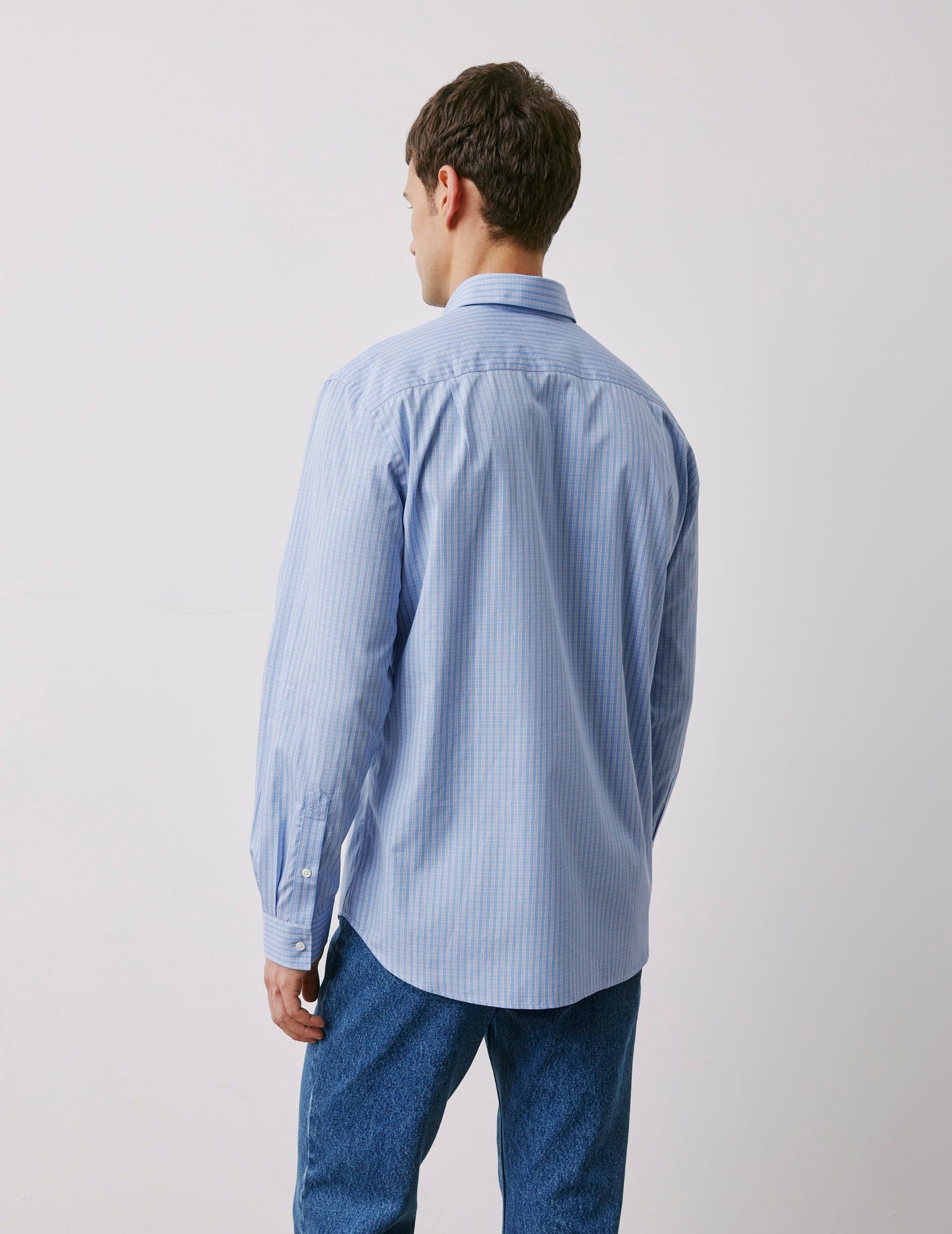 Classic blue checked shirt - Poplin - American Collar#4