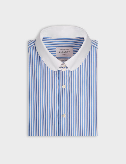 Semi-fitted blue striped shirt