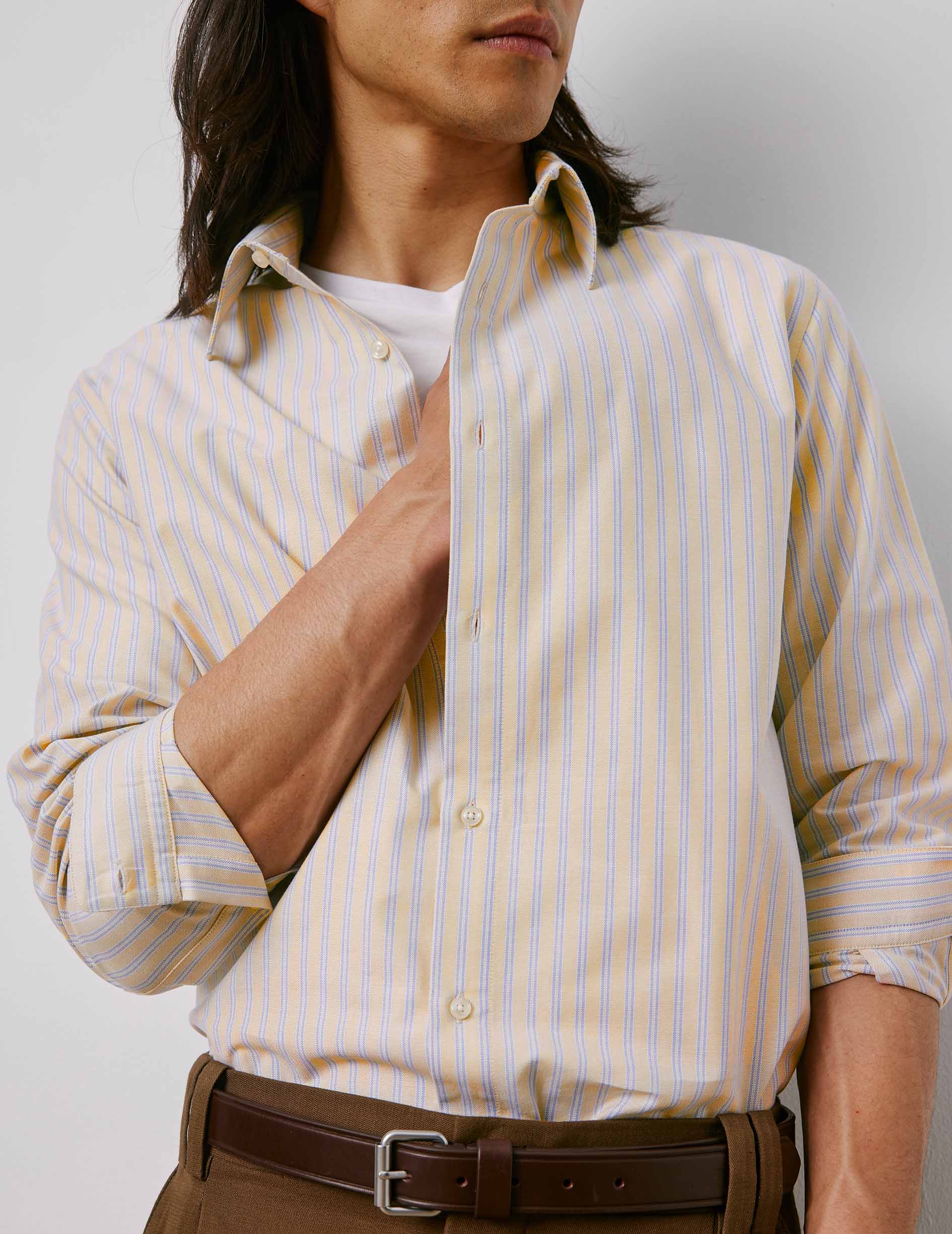Antonin beige striped shirt - Oxford - Prodigious Collar