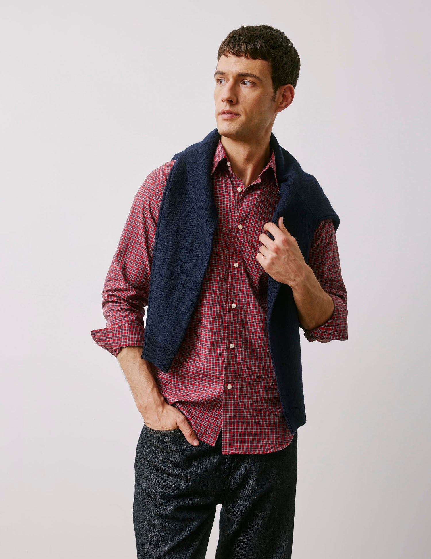 Antonin red checked shirt - Poplin - Prodigious Collar