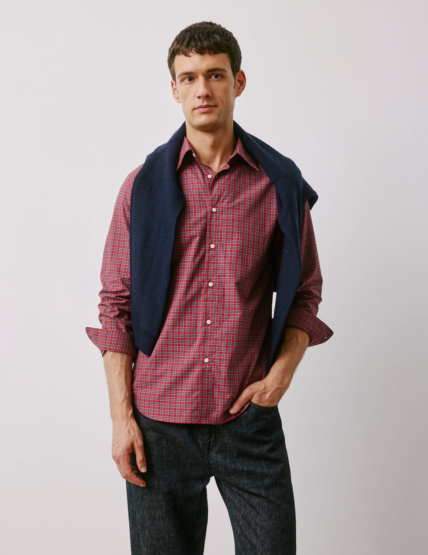 Antonin red checked shirt - Poplin - Prodigious Collar#3