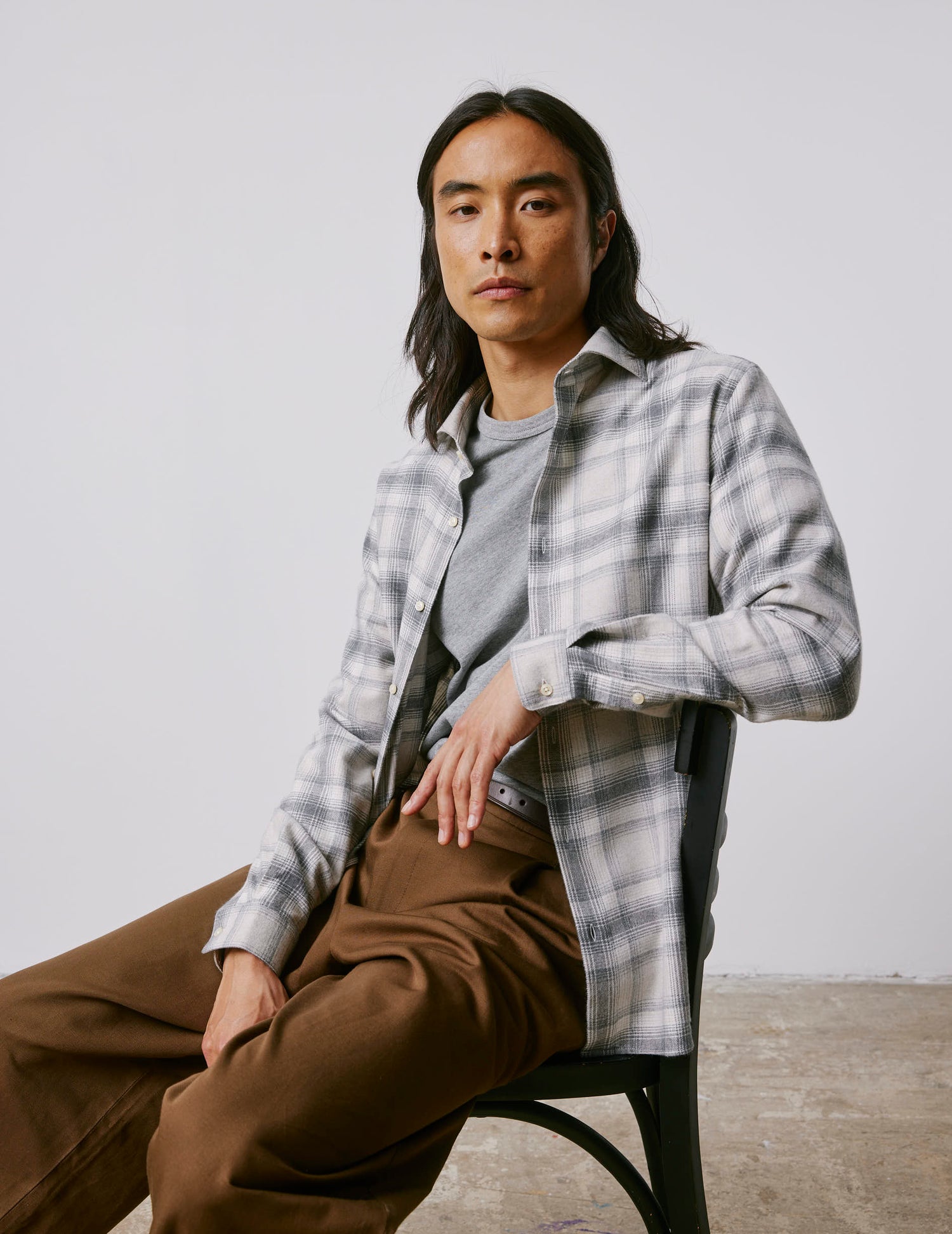 Aristote grey checked shirt - Flannel - Italian Collar#3