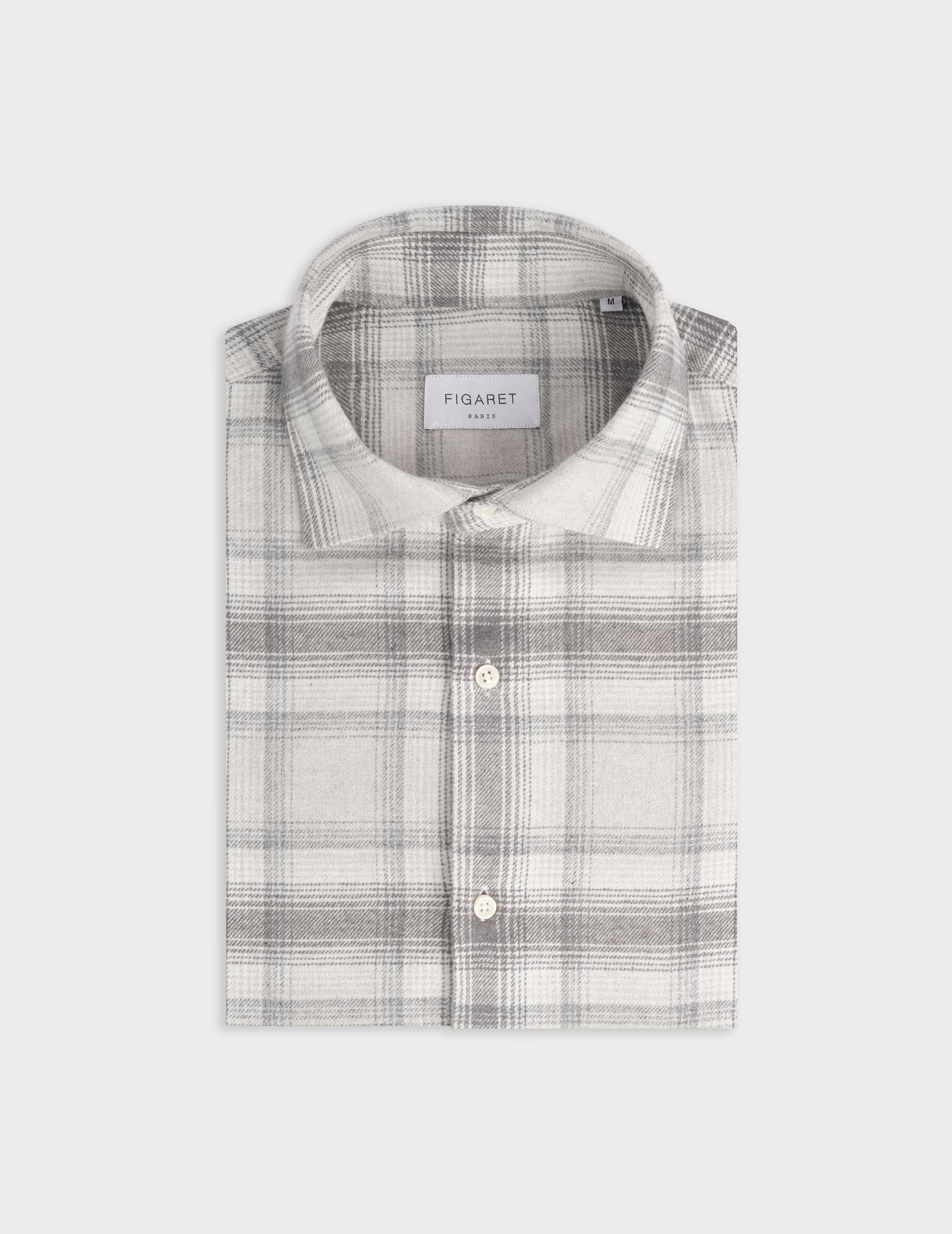 Aristote grey checked shirt - Flannel - Italian Collar