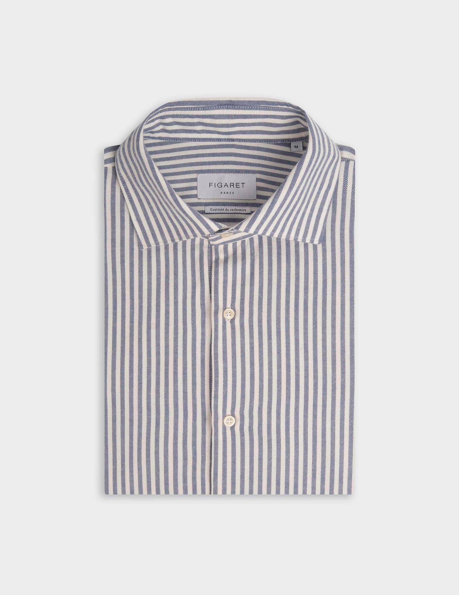 Aristote navy striped shirt - Flannel - Italian Collar#5