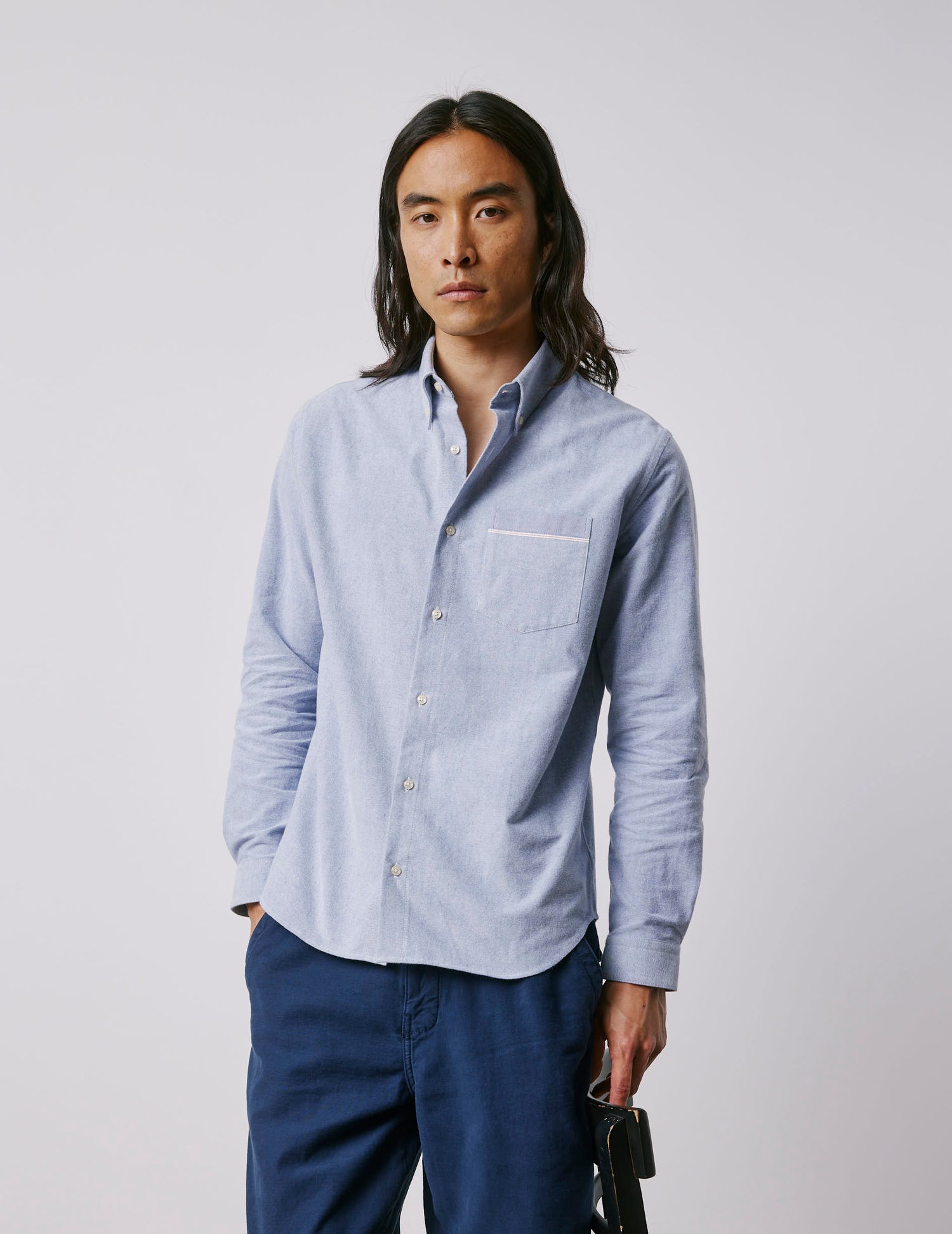 Armand blue shirt - Oxford scratched selvedge - Prodigious buttoned Collar