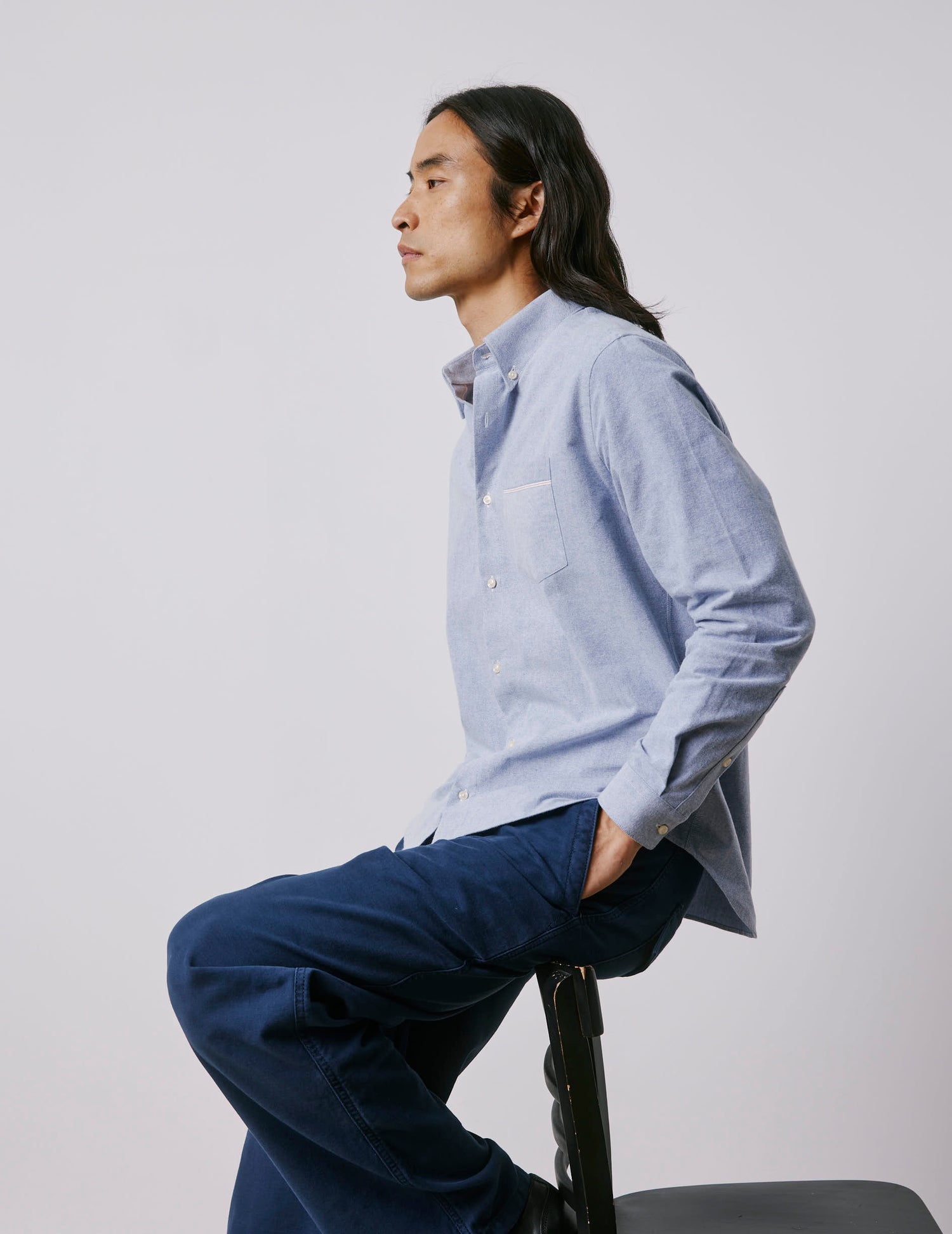 Armand blue shirt - Oxford scratched selvedge - Prodigious buttoned Collar#2